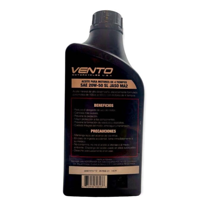 Aceite Vento 20W50SL Motos/4t Mineral - Imagen 3