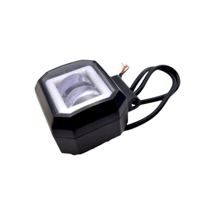 FARO AUXILIAR LED CON LUPA CUADRADO CON 2 LED OJO DE ANGEL AZUL CON LUZ BLANCA FIJA Y ESTROBO - Imagen 4