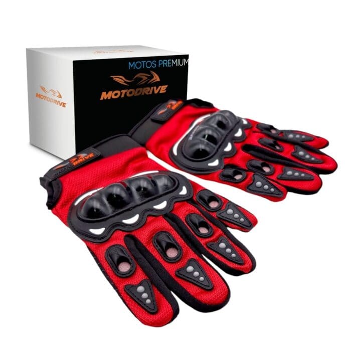 Guantes Medianos Motociclistas Rojos Motodrive Original