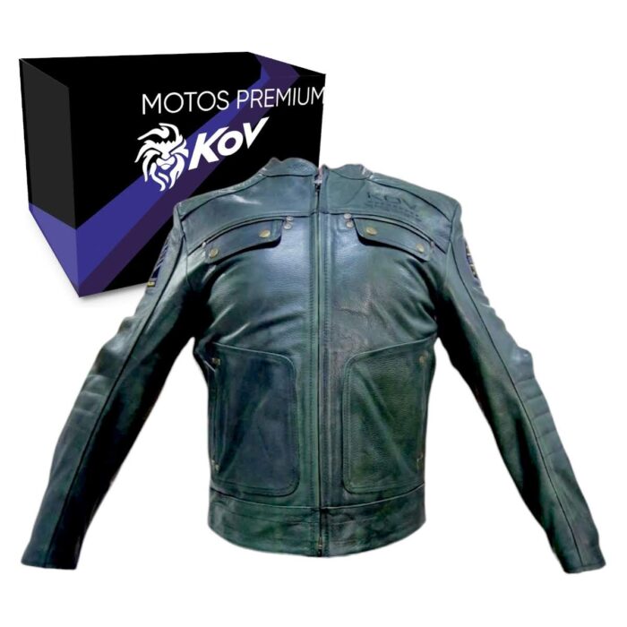 Chamarra Piel Sin Protecciones K-force Verde M Kov Original