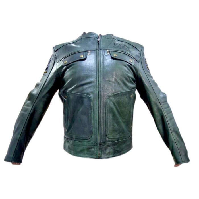 Chamarra Piel Sin Protecciones K-force Verde M Kov Original - Imagen 6