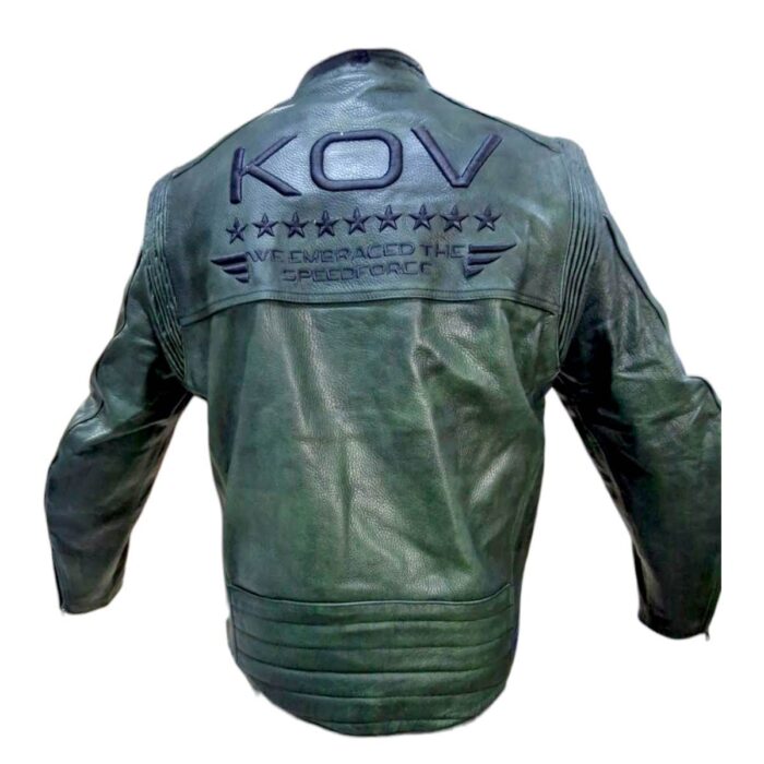 Chamarra Piel Sin Protecciones K-force Verde M Kov Original - Imagen 4